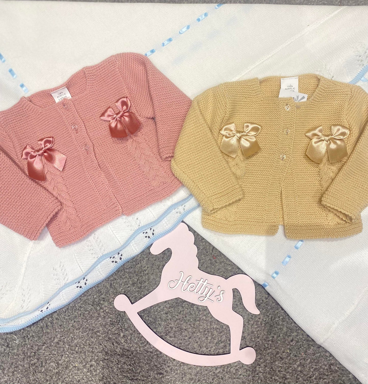 Double Bow Cable Knit Cardigan