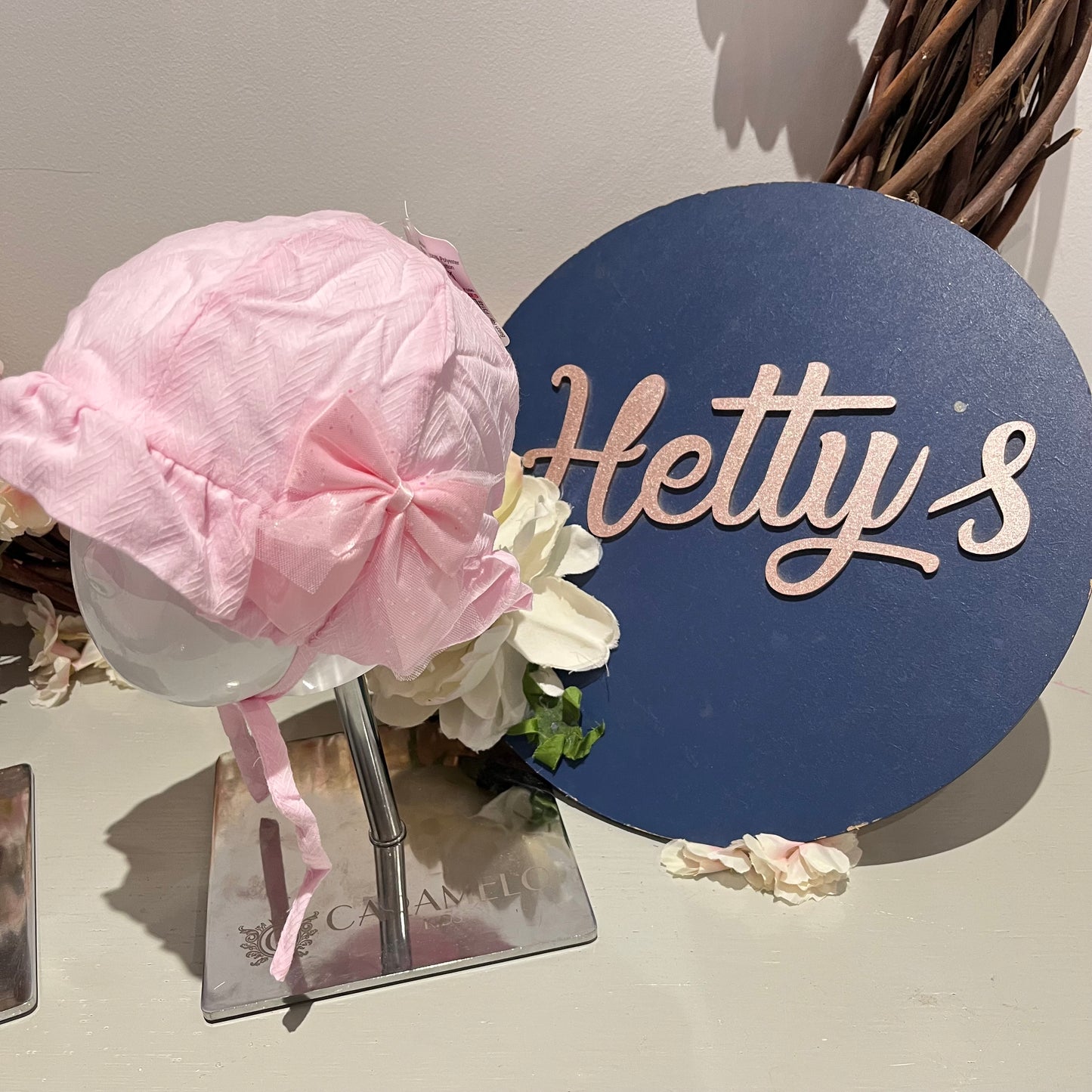 Pink Glitter Side Bow Hat