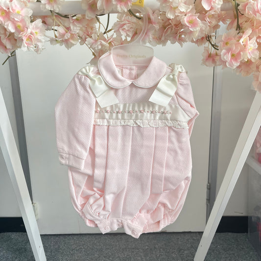 Pretty Originals Pink Romper With Bow Headband