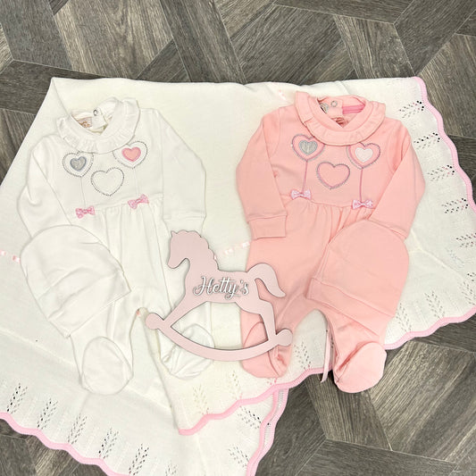 Pink/White Hearts Sleepsuit