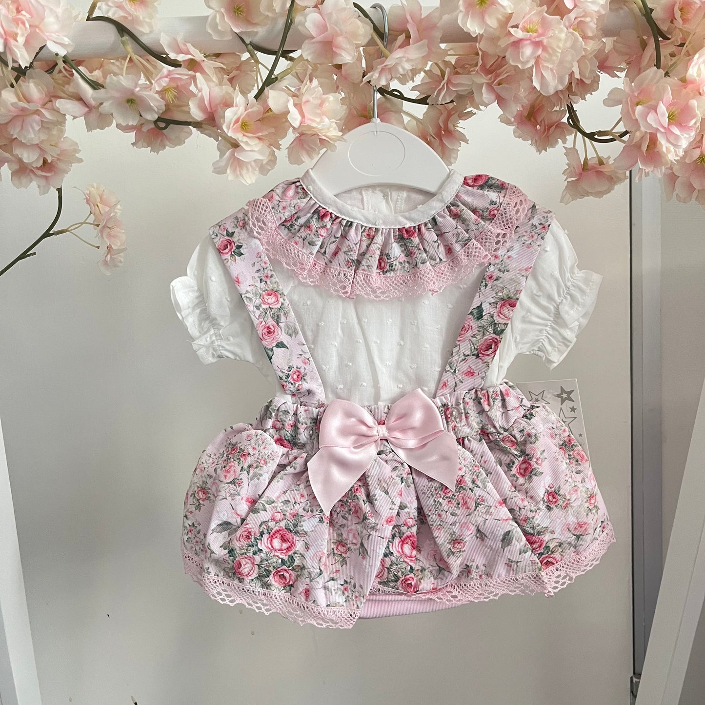 Floral Dungaree Romper & Blouse 6Months