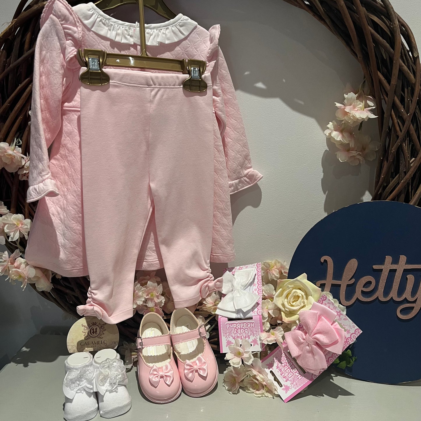 Mintini Pink Double Bow Legging Set