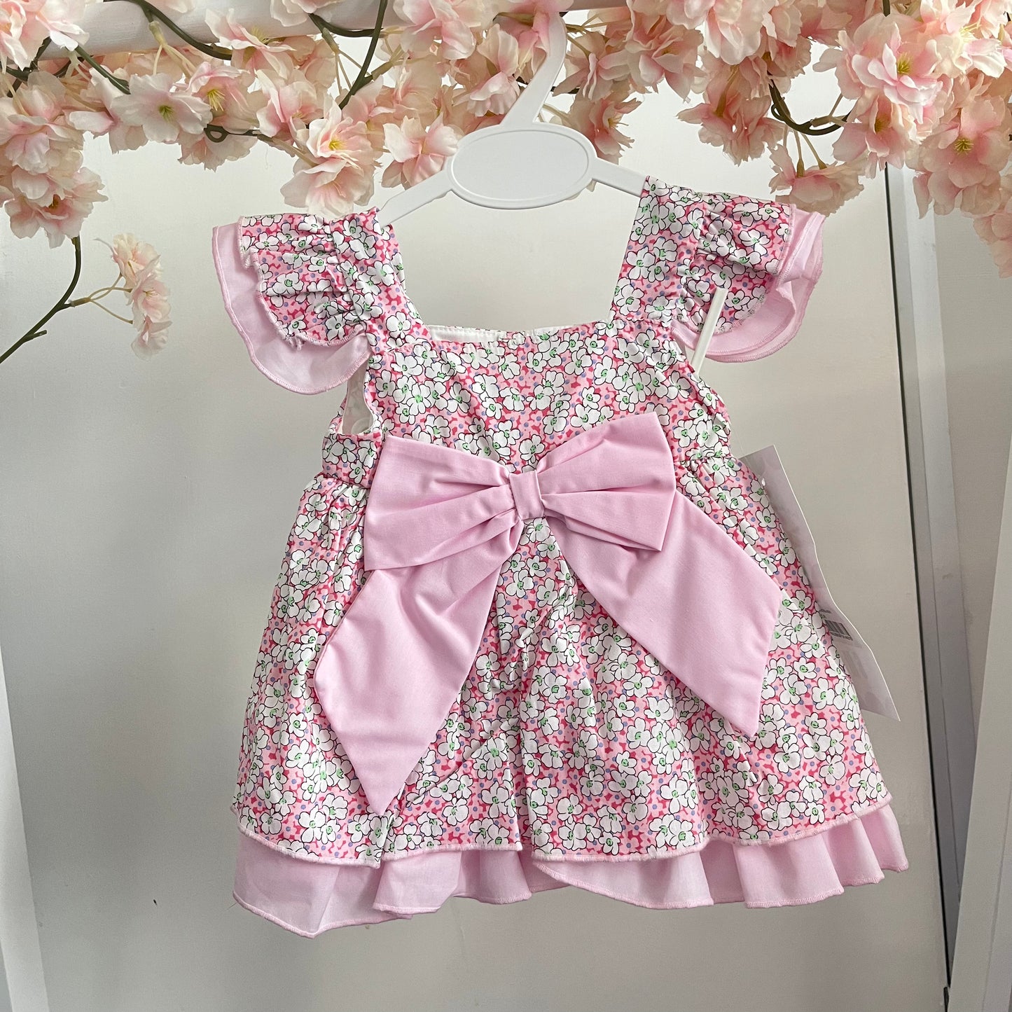 Pink Bow Floral Dress 6Months