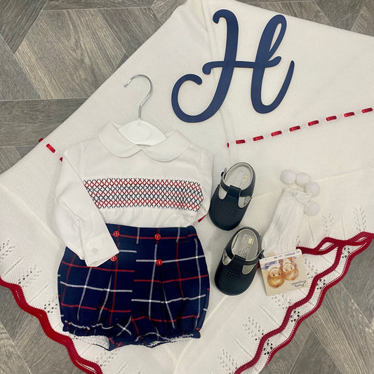 Navy Check Shorts & Smock Shirt