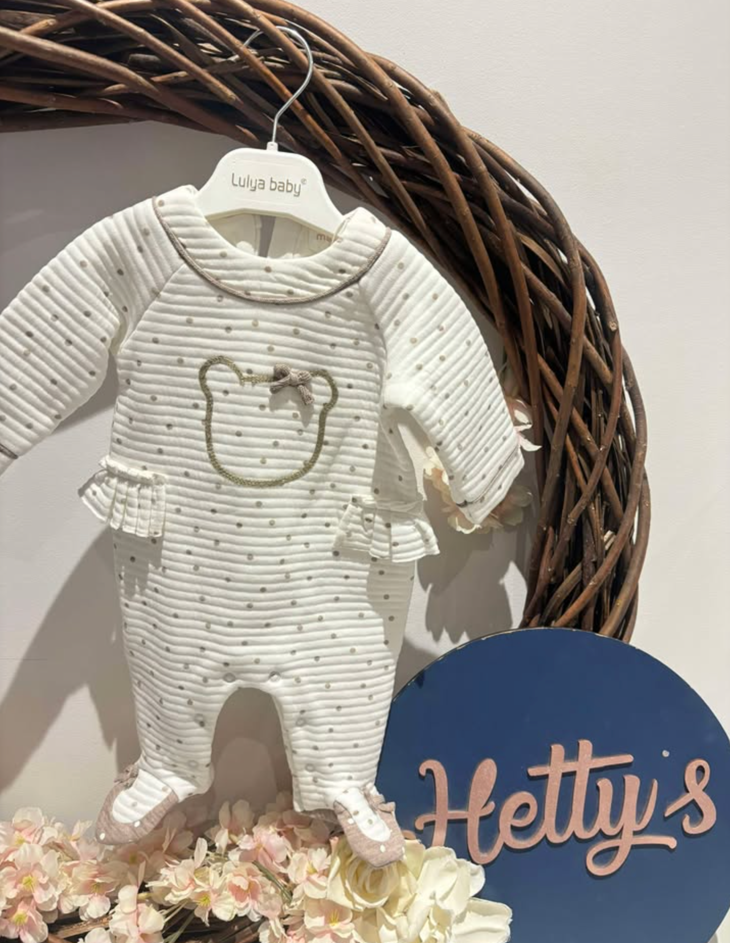 Ivory and Beige Pok A Dot All In One