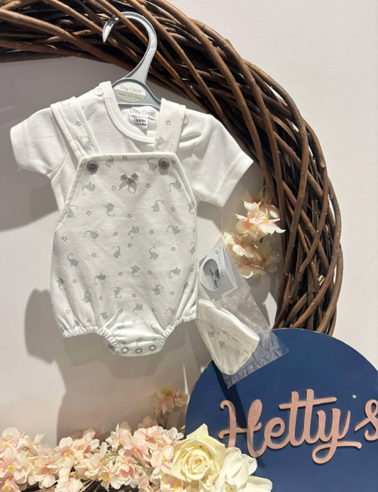 Tiny Baby Grey Elephant Romper with Hat