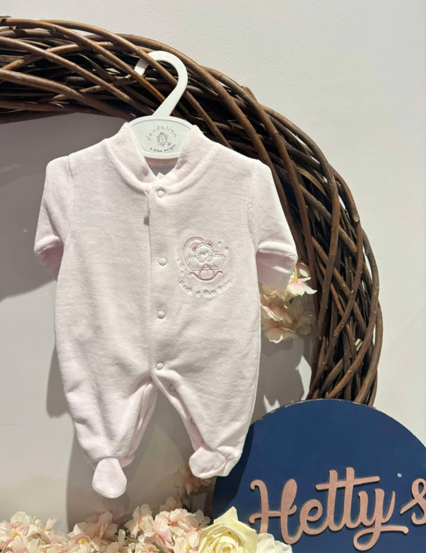 Tiny Baby Pink Velour All In One