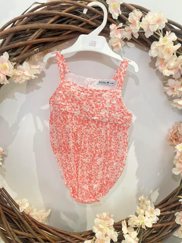 Pink floral romper