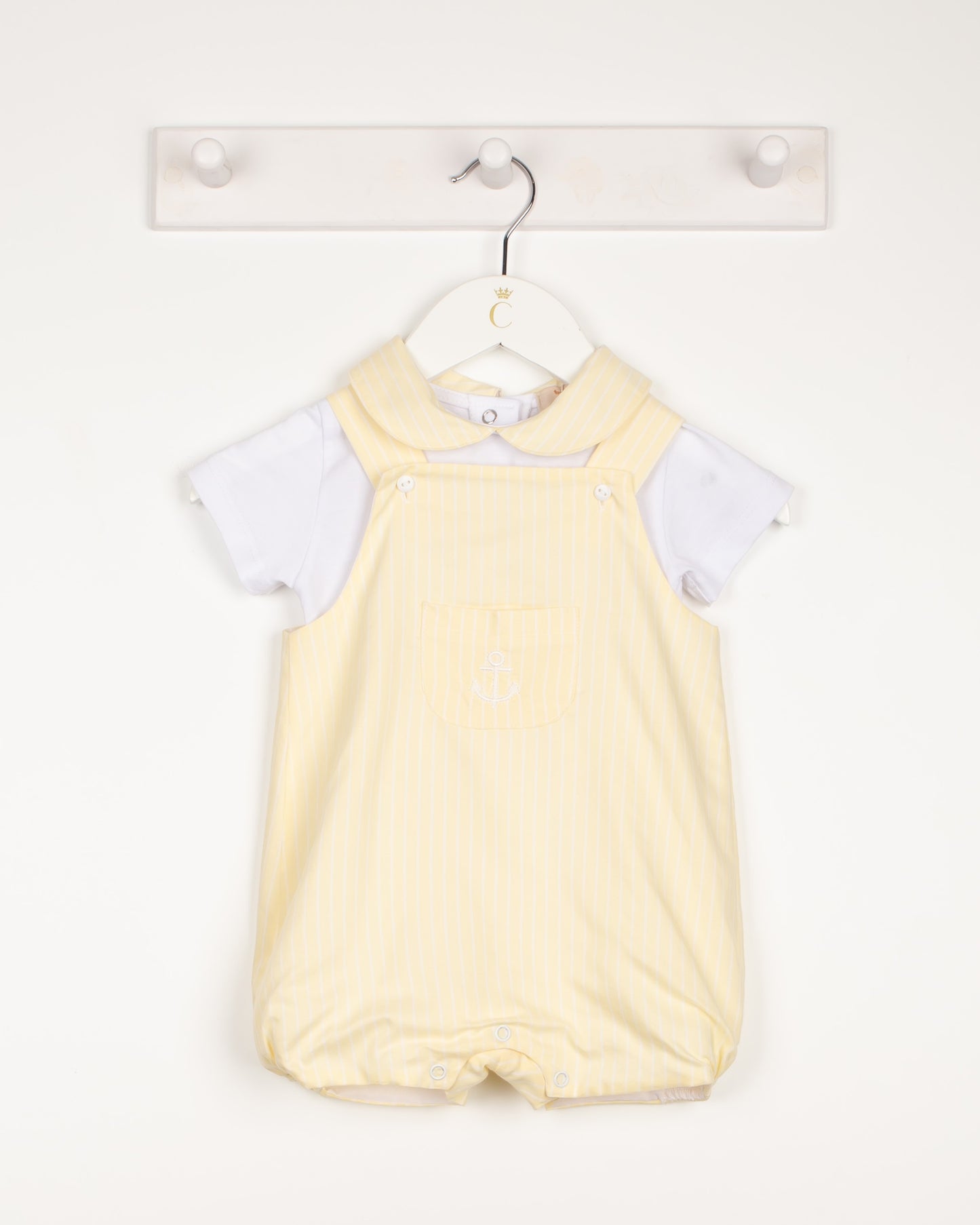 Caramelo Lemon Anchor Dungaree Set