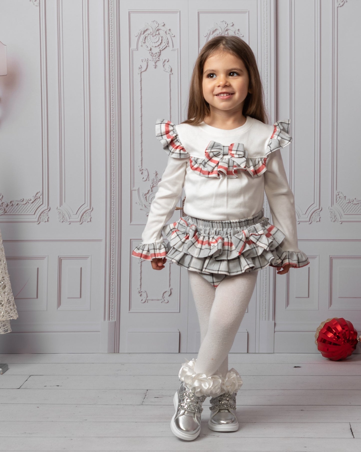 Caramelo Luxury Red Check Frill Jampant set
