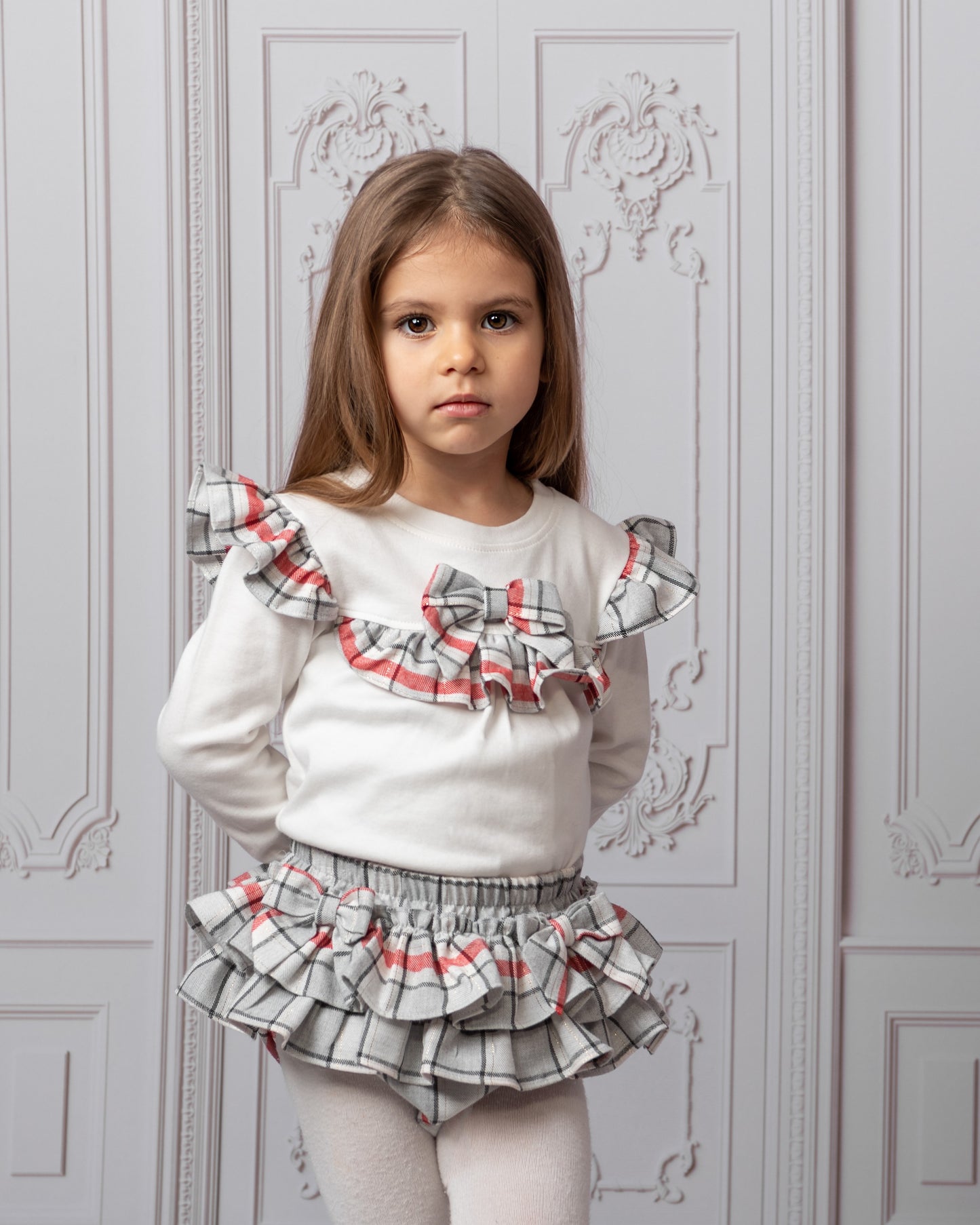 Caramelo Luxury Red Check Frill Jampant set