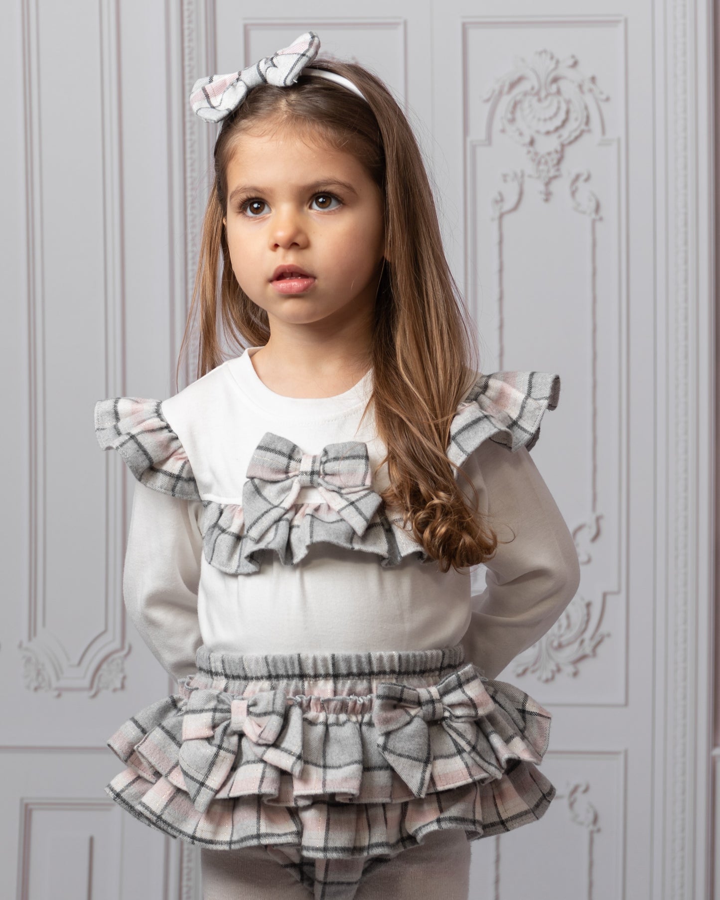 Caramelo Luxury Pink Check Frill Jampant set