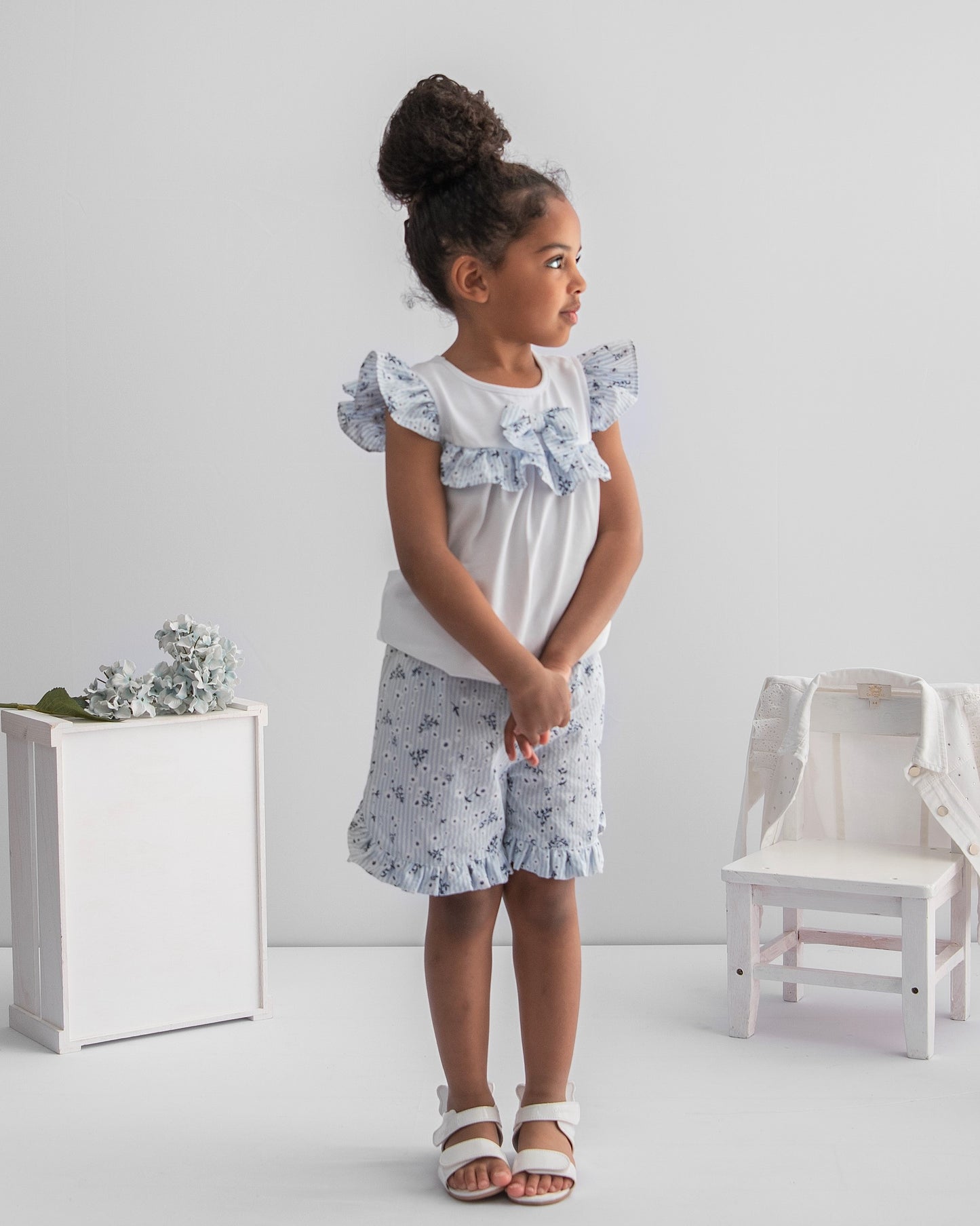 Caramelo Blue Floral Short Set