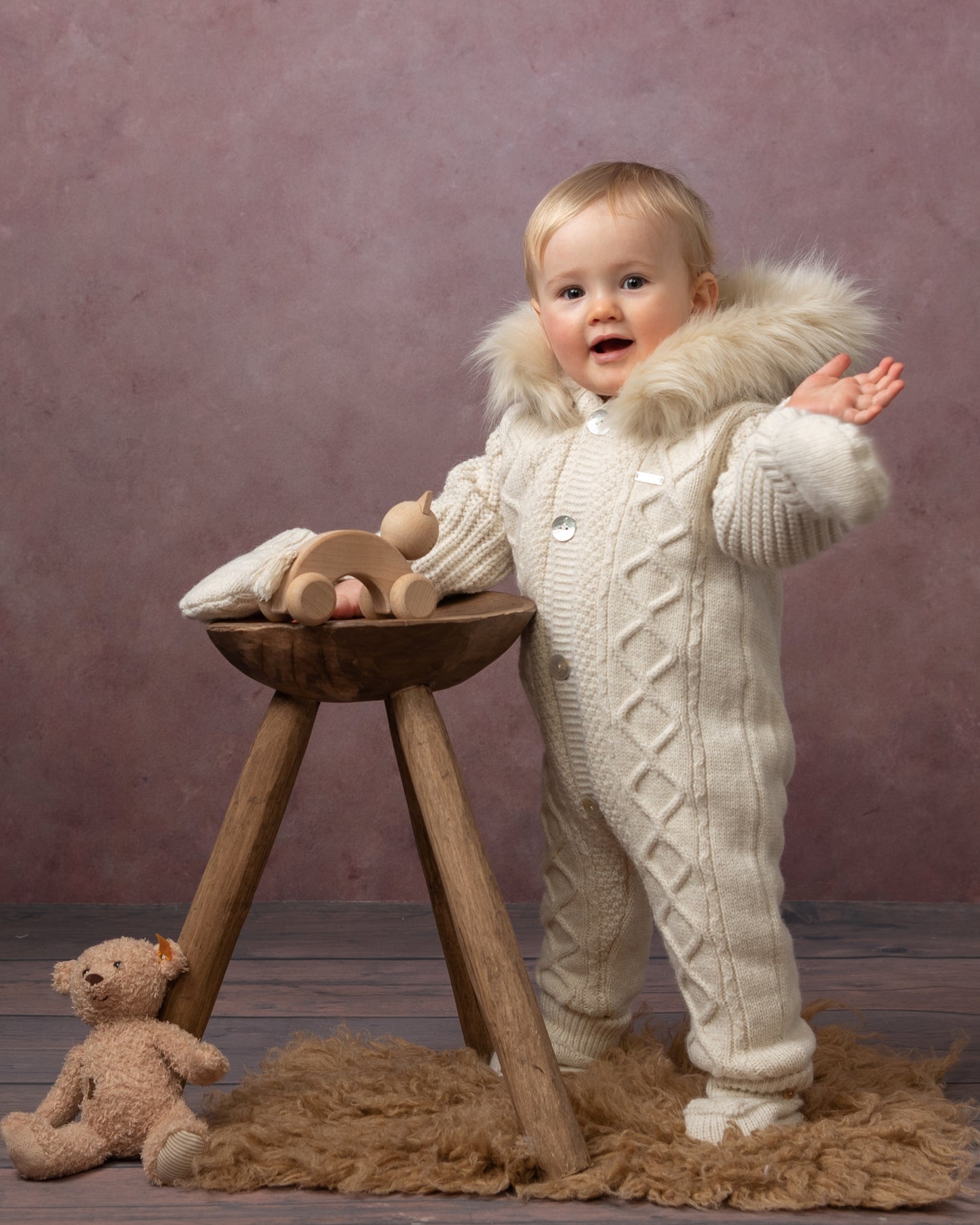 Caramelo Fleece Lined Diamond Knit Snowsuit