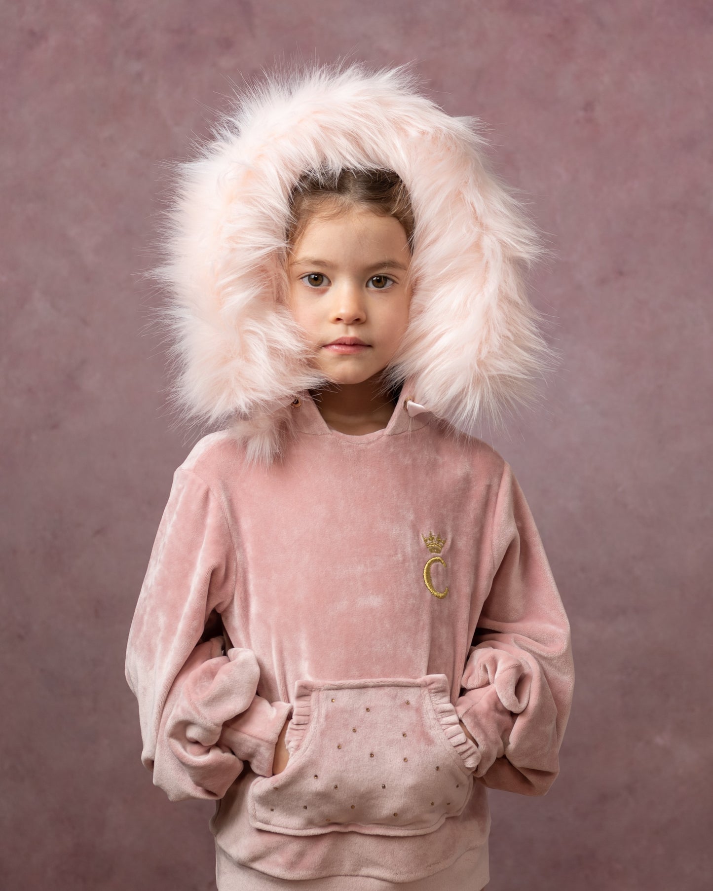 Caramelo Pink Luxury Velour Diamante Suit