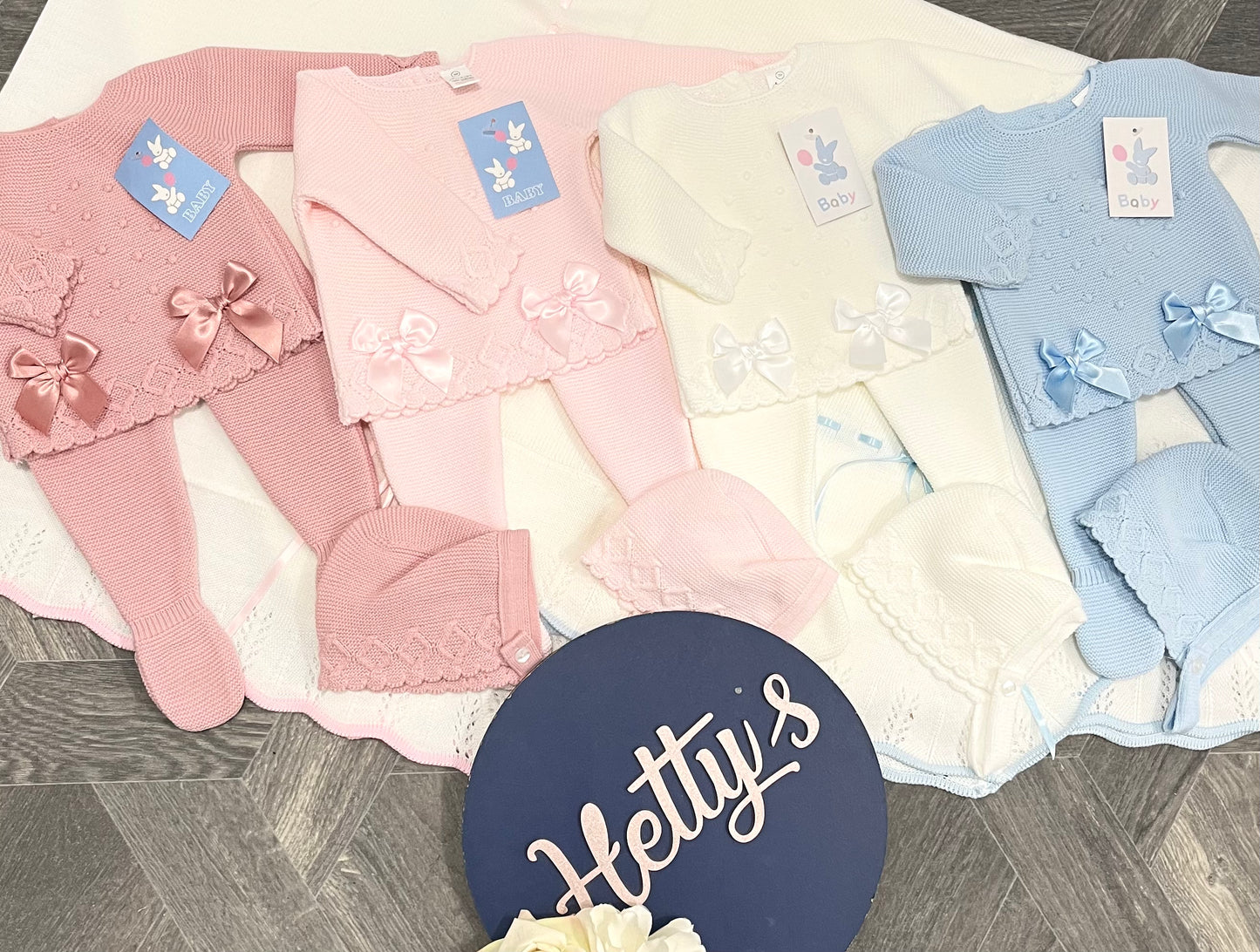 Luxury Knitted Bow Three Piece Set