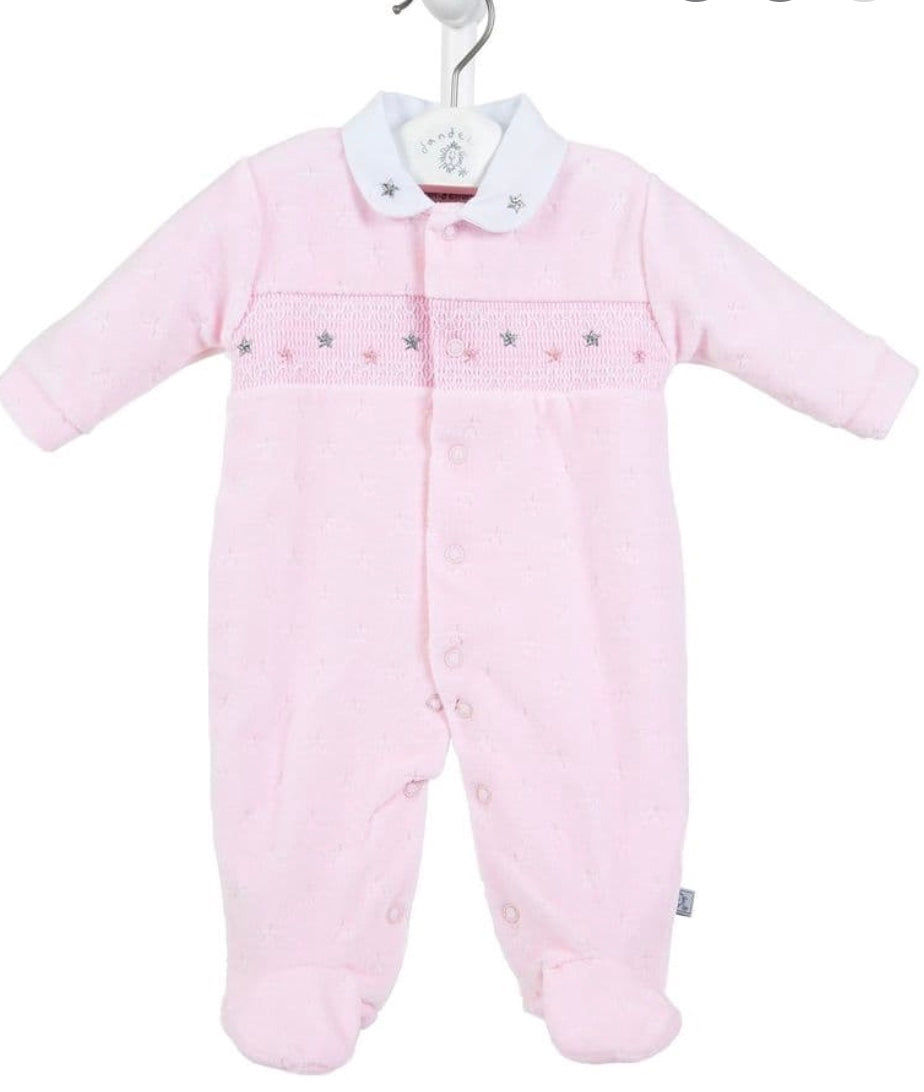 Dandelion Star Velour Sleepsuit