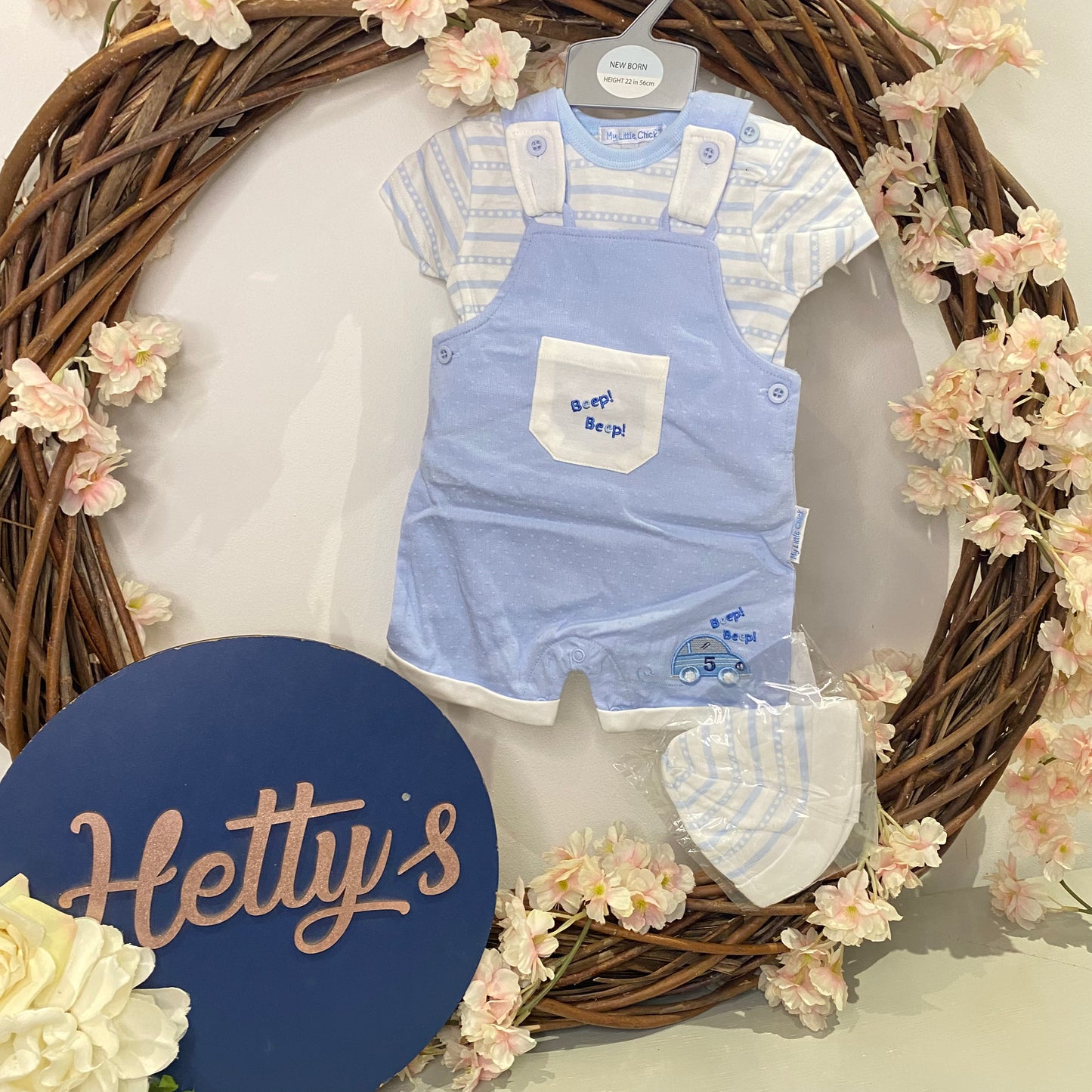 "Beep Beep" Dungaree Set with Hat