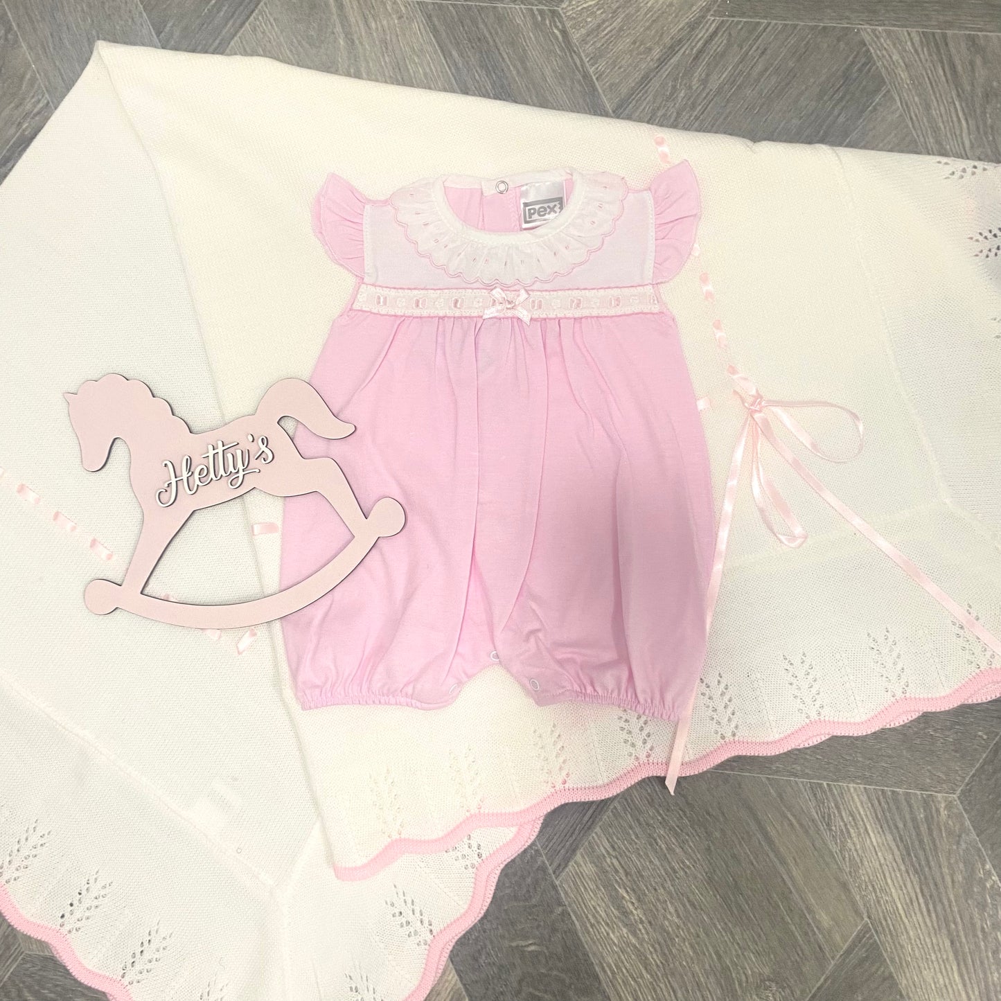 PEX "Alice" Pink & White Romper