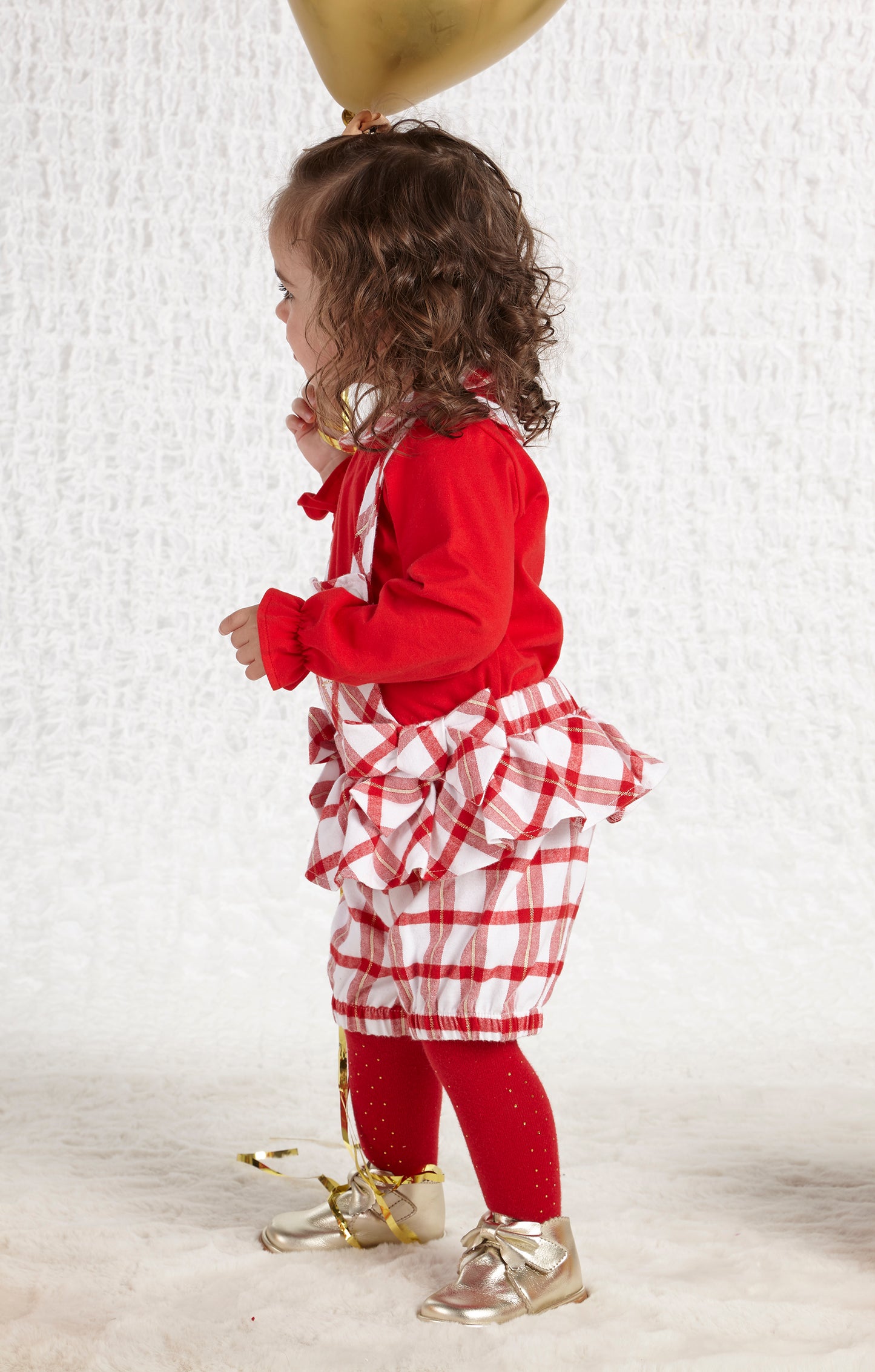 Little A Betty Red Check Dungaree