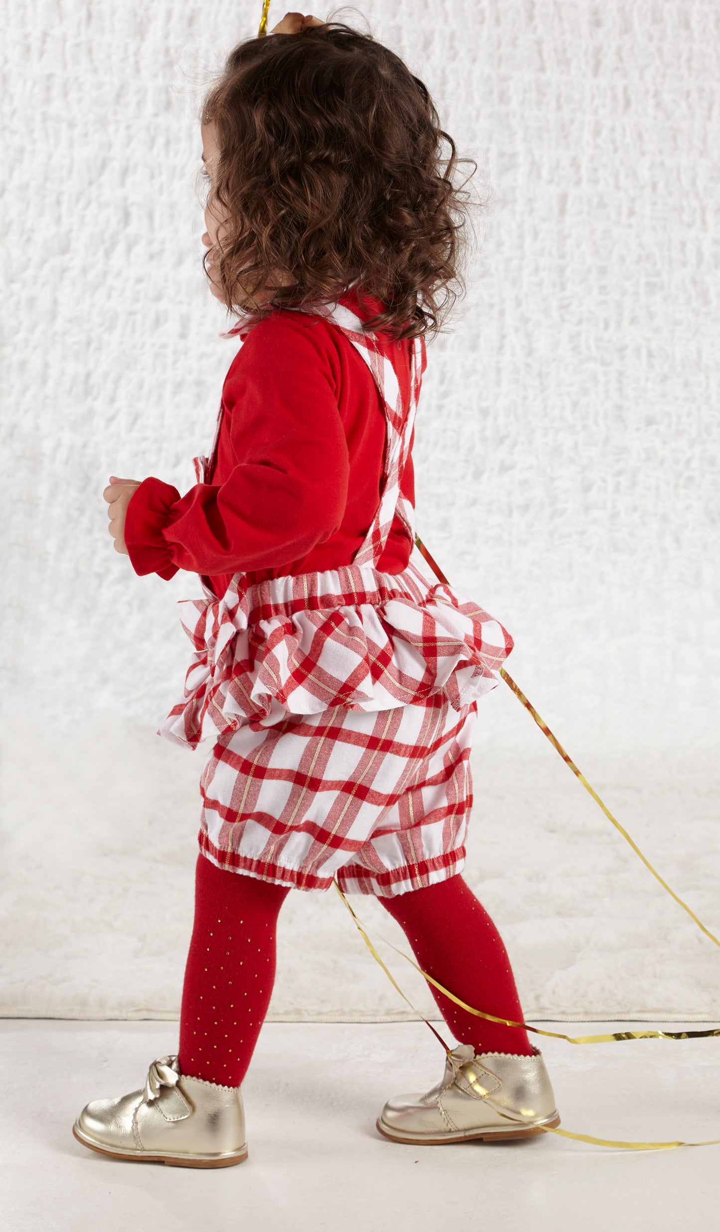 Little A Betty Red Check Dungaree
