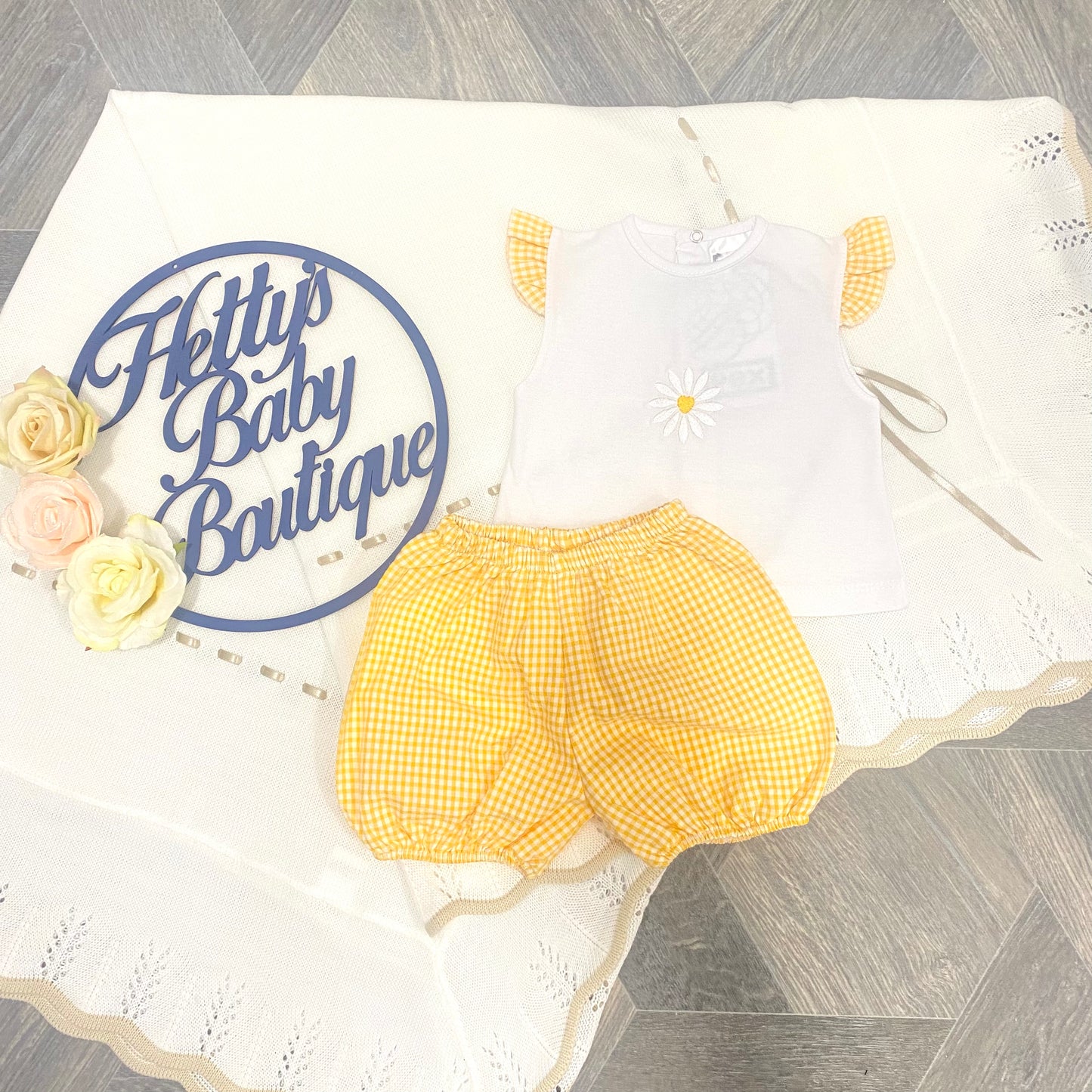 PEX "Daisy" Lemon Gingham Shorts Set