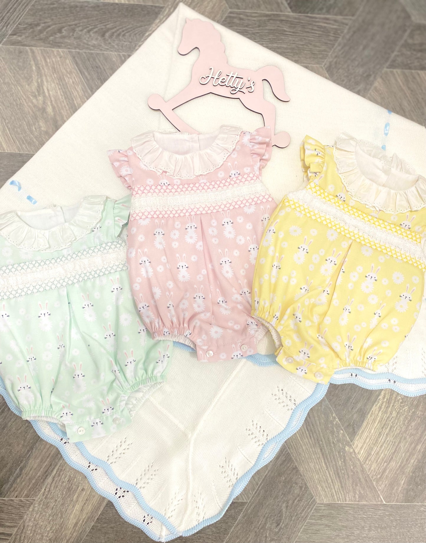 Bunny Print Smocked Romper