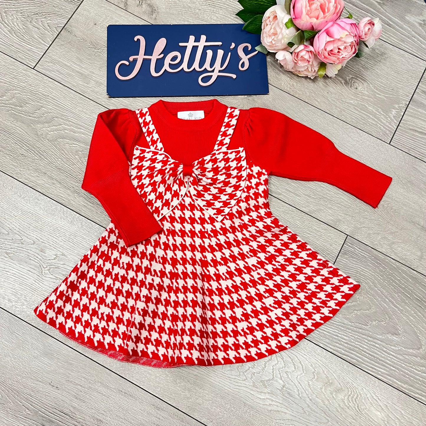 Beau Kid Red Check Dress Set