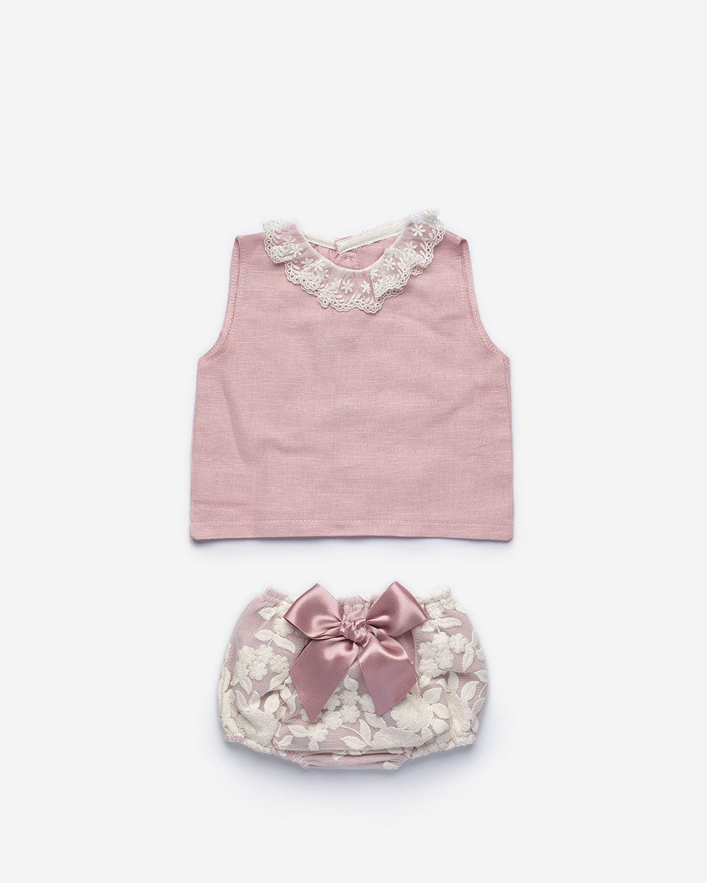 Juliana Rose Pink & Cream Lace Pattern Jam Pant Set