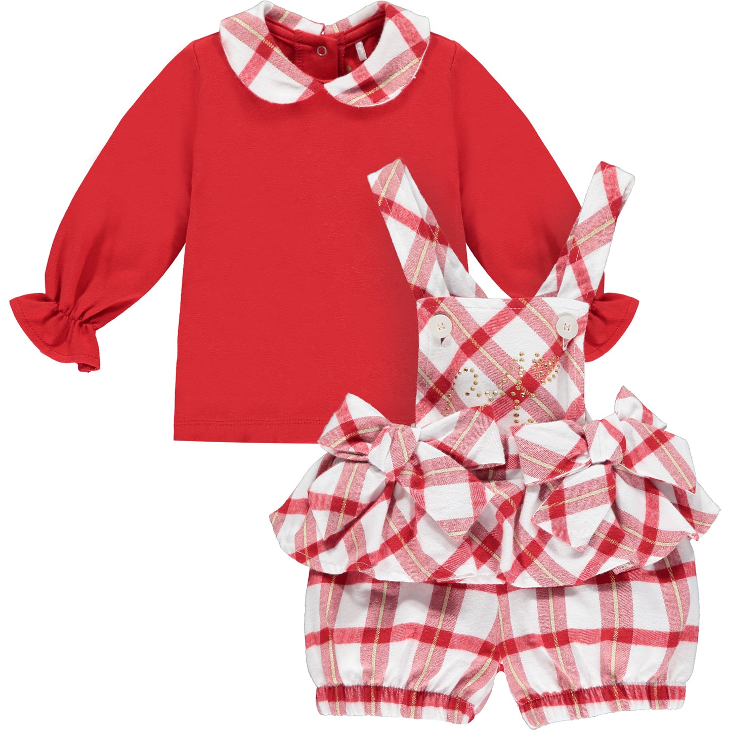 Little A Betty Red Check Dungaree