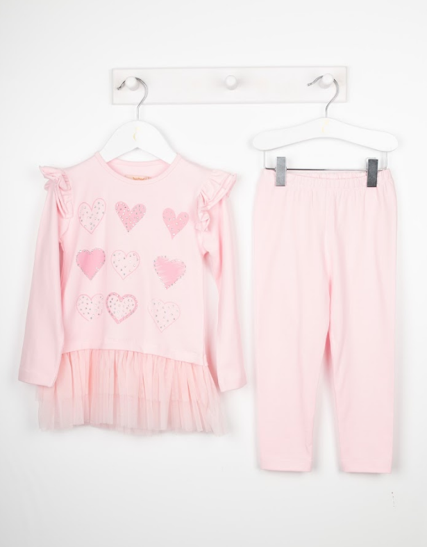 Caramelo Diamond Heart Pink Legging Set