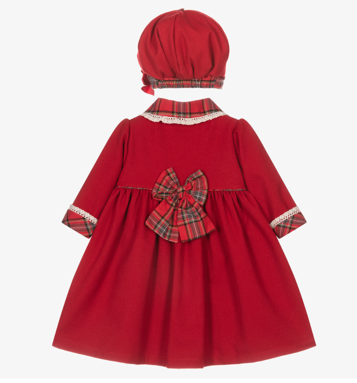 Pretty Originals Traditional Red & Tartan Coat With Berrett