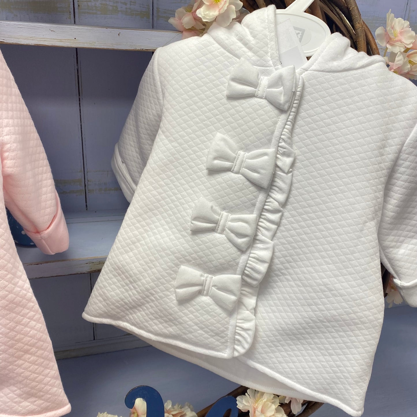PEX Bow Quilted Coat - Pink or White