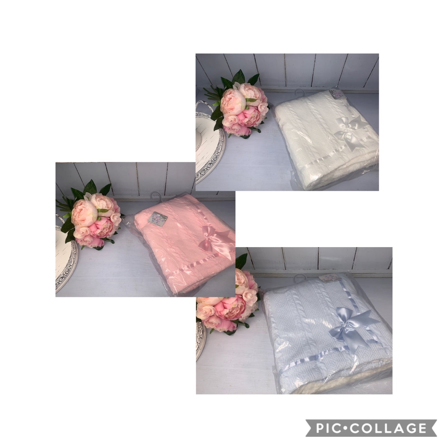 “Angel” Cable Knit Blanket with Bow - Hetty's Baby Boutique