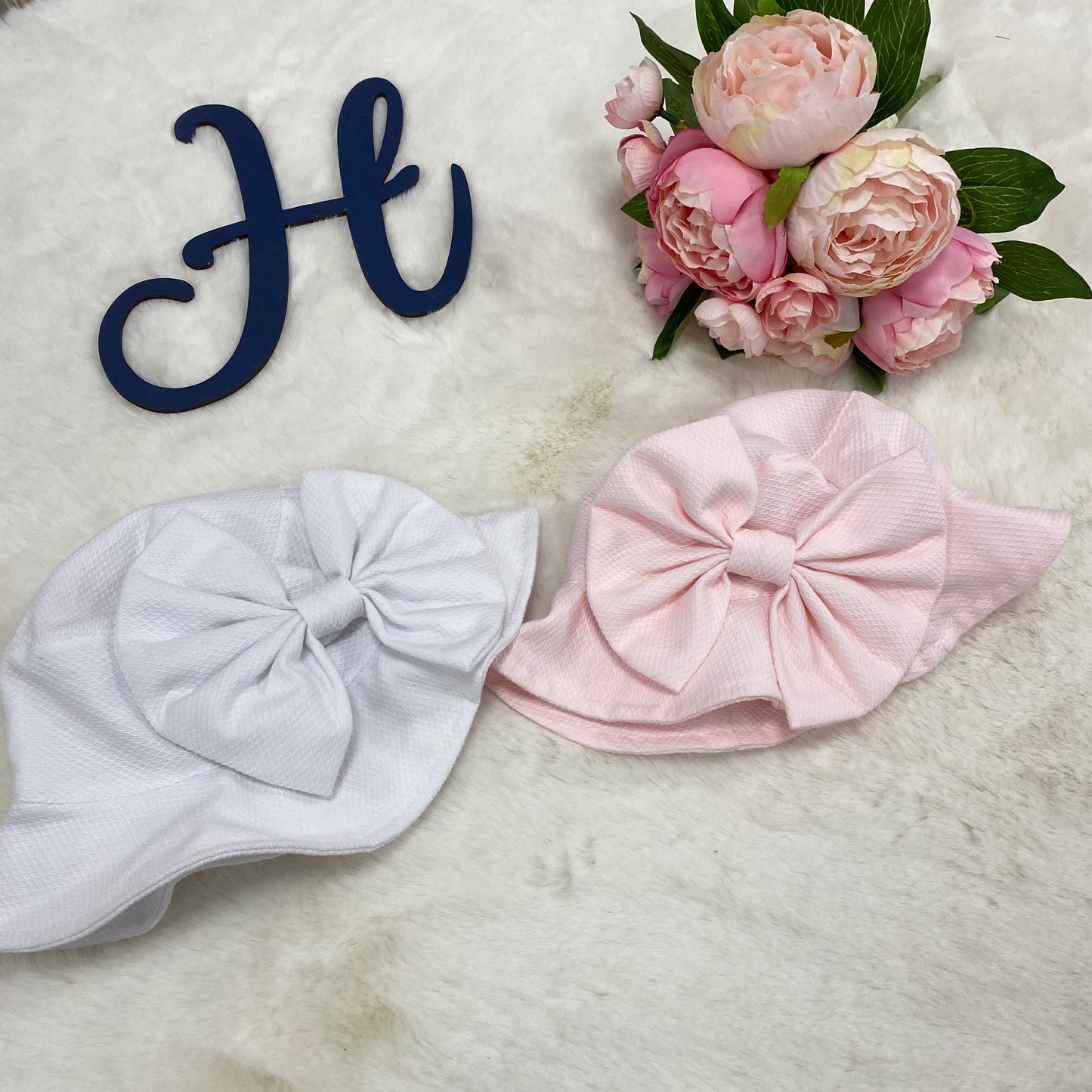 Large Bow Waffle Summer Sun Hat