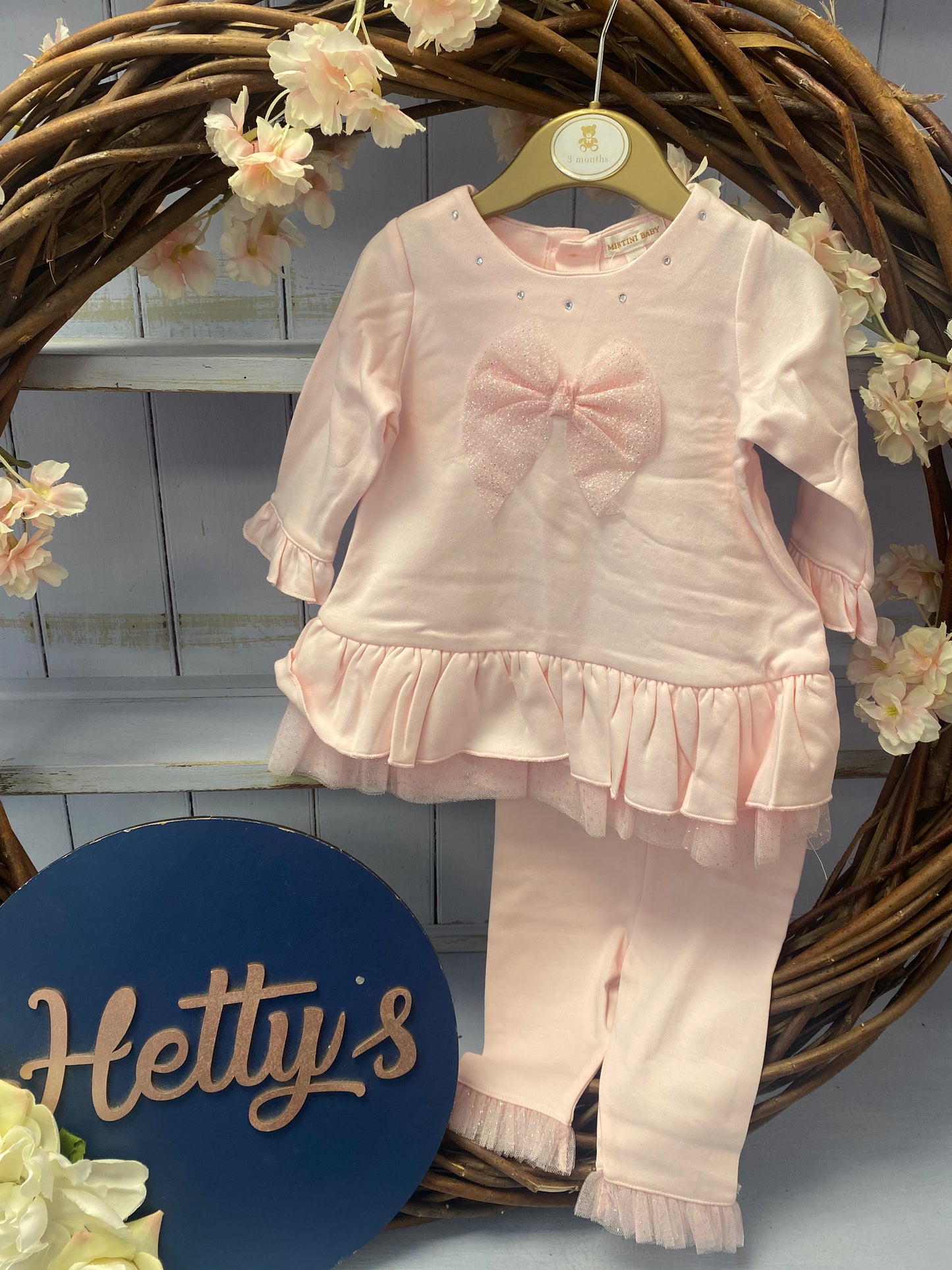 Mintini Pink Sparkly Tule Dress & Leggings Set