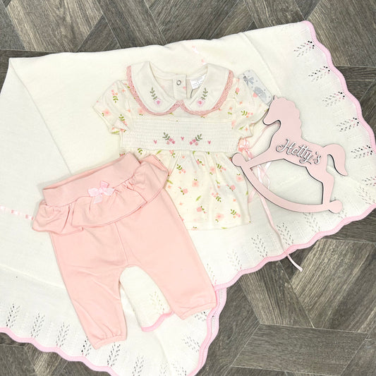 Pink & Ivory Floral Summer Outfit