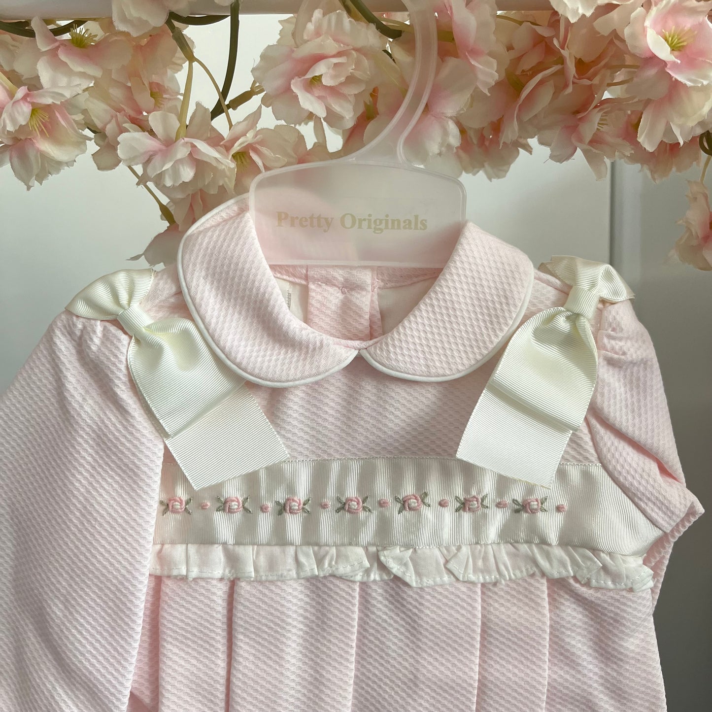 Pretty Originals Pink Romper With Bow Headband