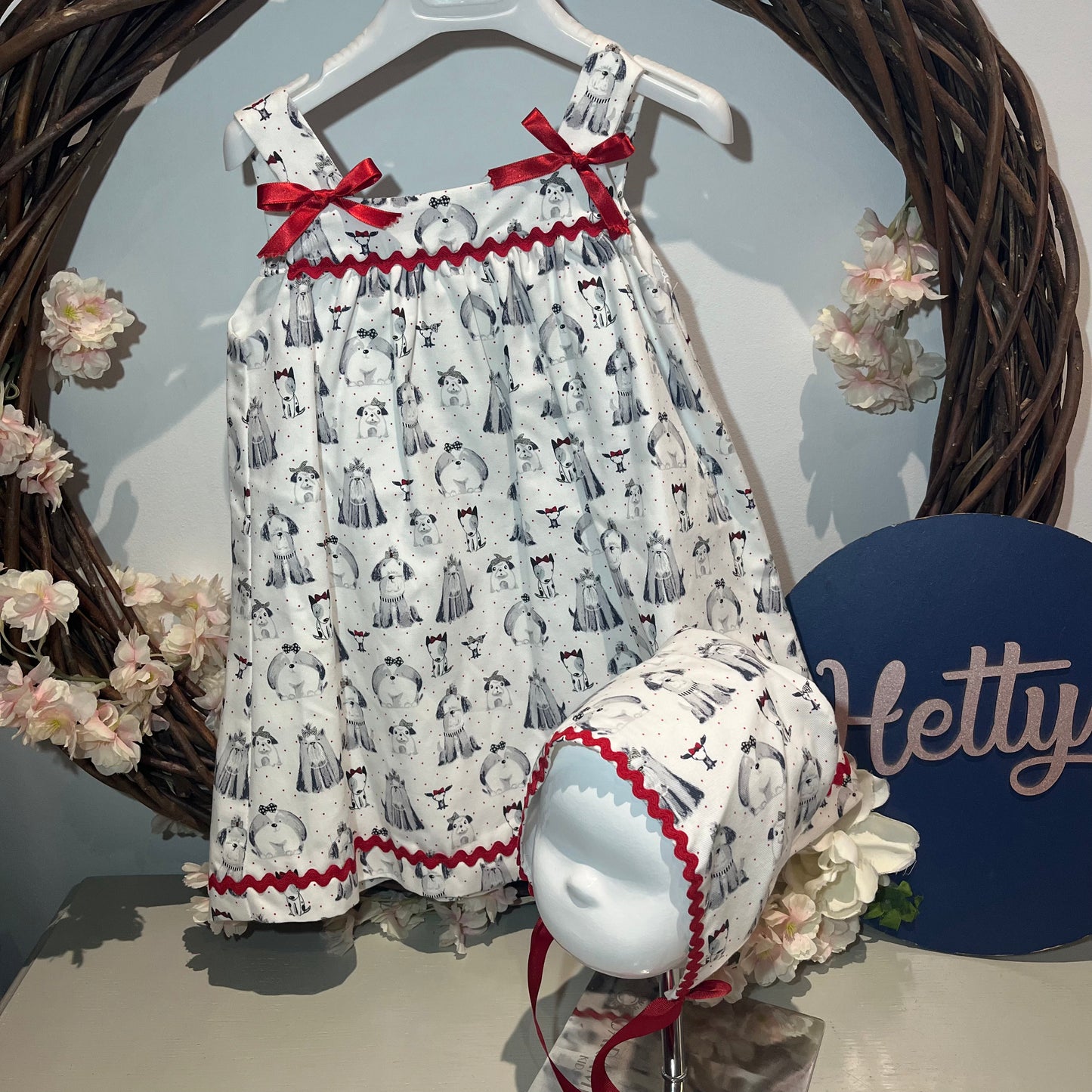 Dog Dress & Bonnet