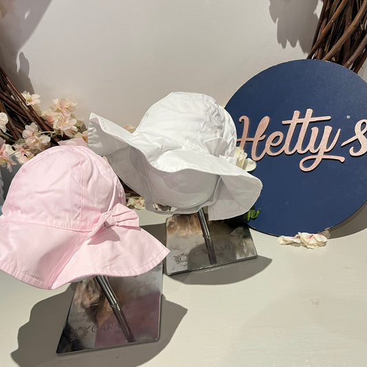 Pink/White Side Bow Bucket Hat