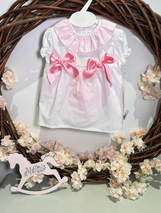 Pink Double Bow Dress with pants