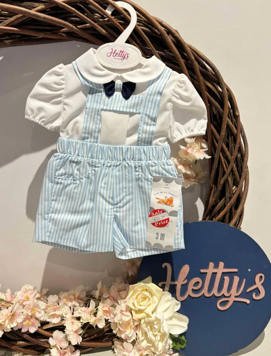 Blue Dickie Bow Dungaree