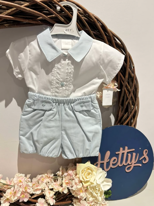 Blue & White Striped Shirt & Shorts
