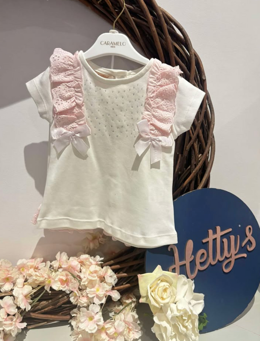 Caramelo Ivory & Pink Legging Set
