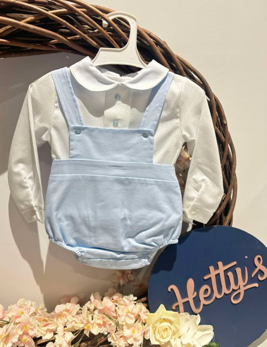 Blue Shirt & Dungaree Romper