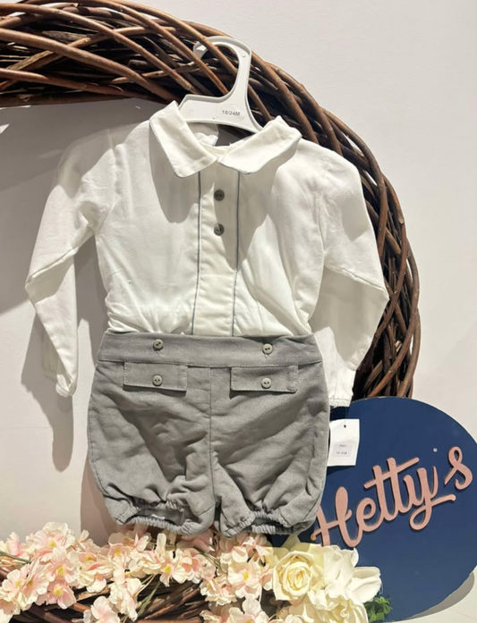 Shirt & Grey Short Two Piece