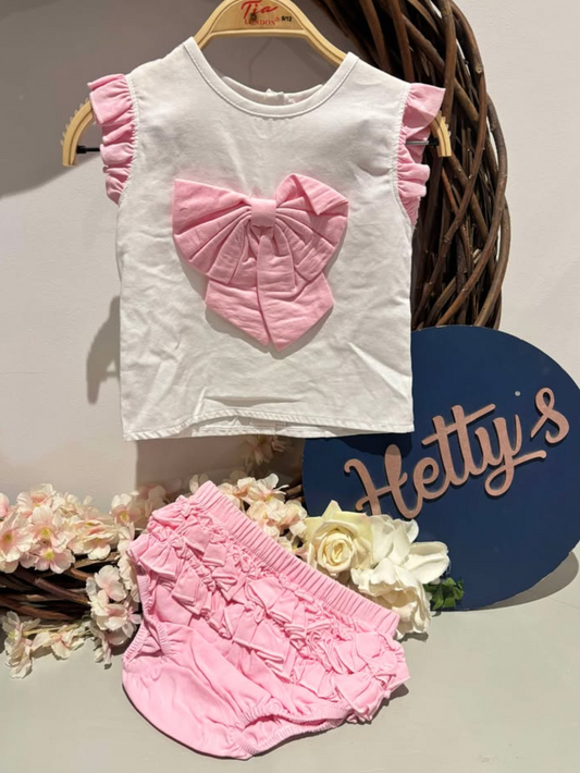 Pink Bow Jam Pants Set