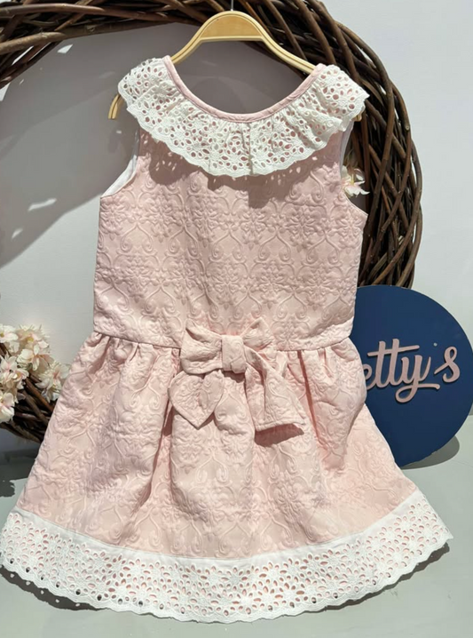 Pink Quilted Frill Dress with Bow