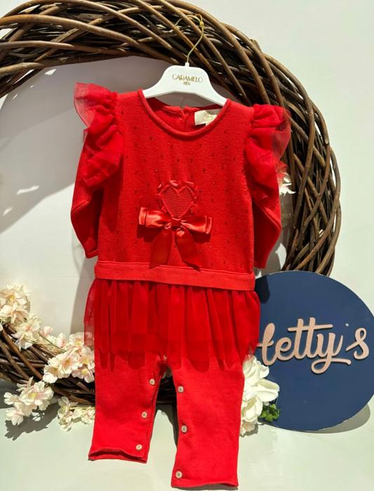 Caramelo Frilly Red Bow All in One