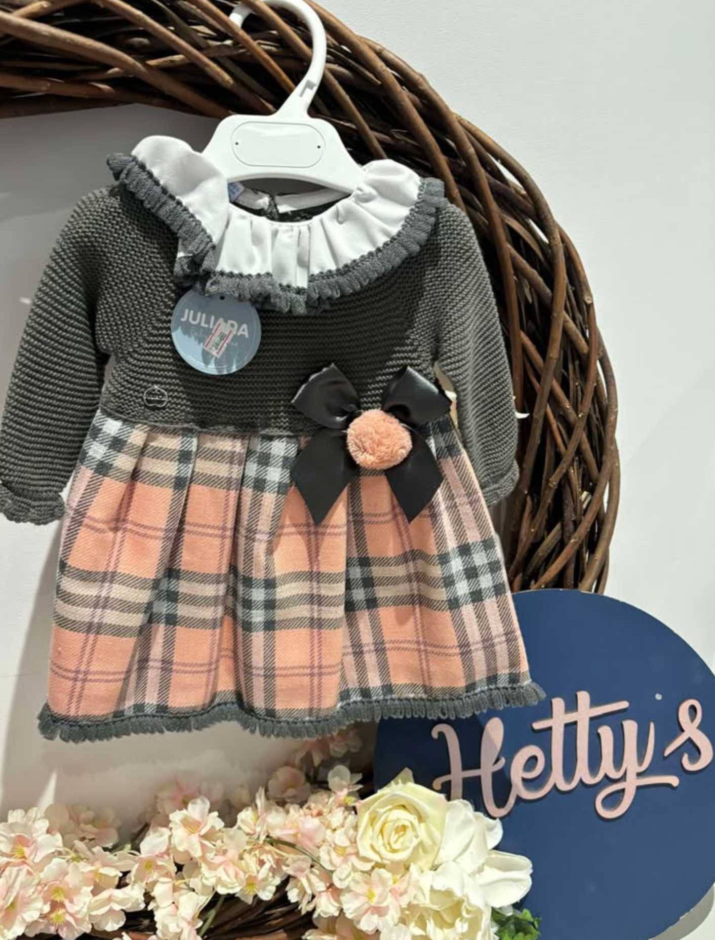Juliana Pink & Grey Check Dress